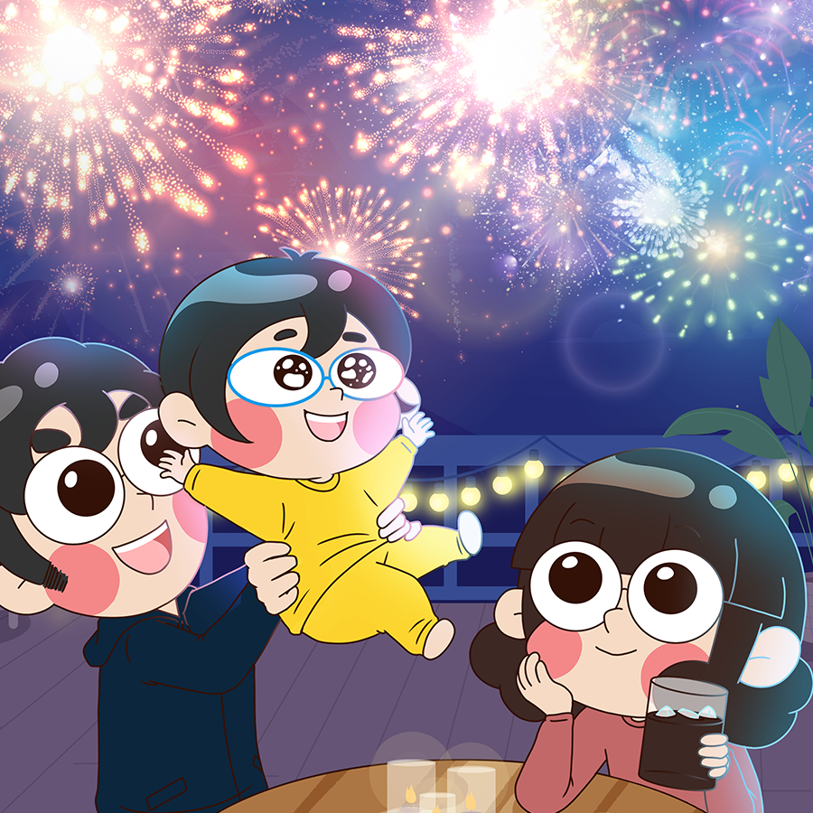 [Rong's Bucket List Vol.4] Twinkling family (2023, Digital Art, 30x30cm)