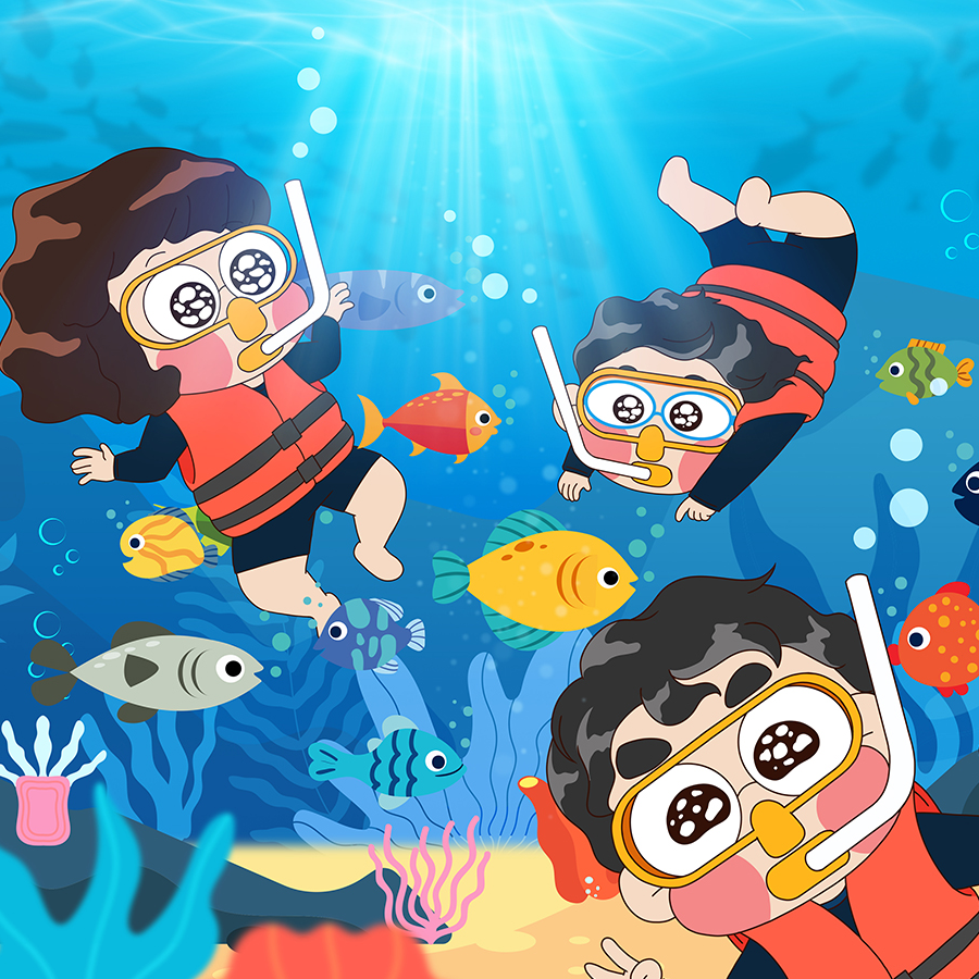 [Rong's Bucket List Vol.3] Scuba diving (2023, Digital Art, 30x30cm)